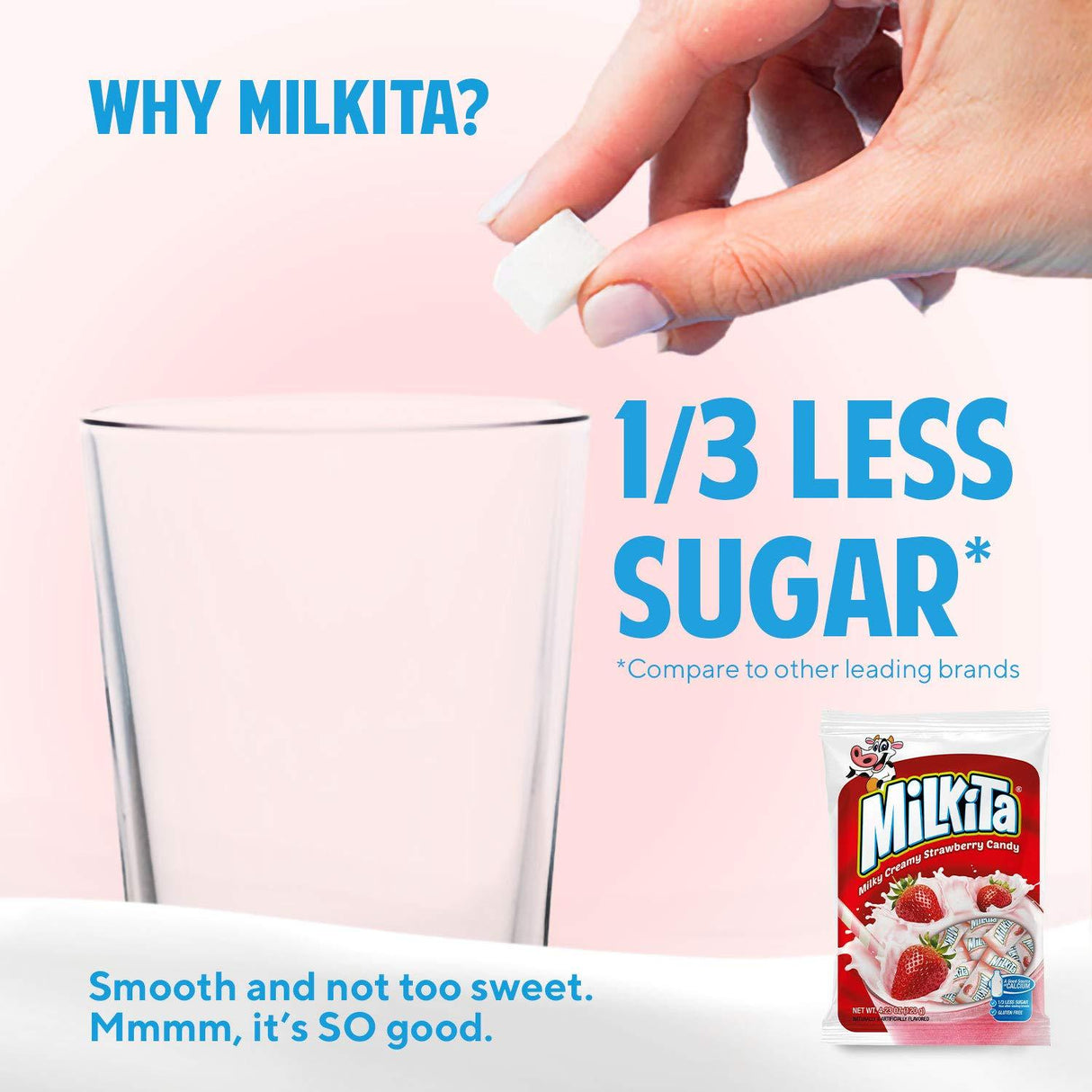 Milkita Creamy Shake Candy Bag, Gluten Free Chewy Candies with Calcium & Real Milk, Zero Trans Fat, Low-Sugar - Mighty Depot