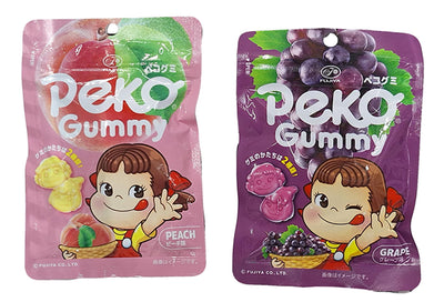 Fujiya Peko | Gummy Candy | Grape and Peach | 1.7 Oz (2 Pack)