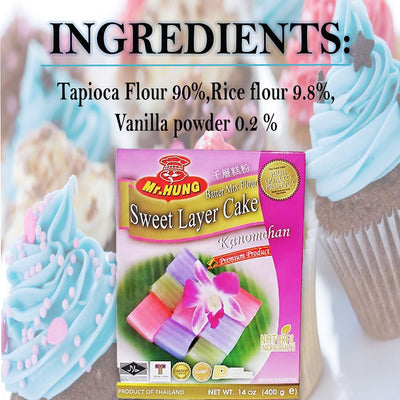 Mr. Hung Batter Mix Flour Sweet Layer Cake Kanomchan (3 Pack, Total of 1200g)