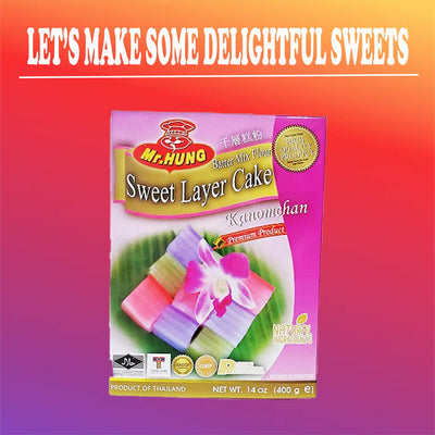 Mr. Hung Batter Mix Flour Sweet Layer Cake Kanomchan (3 Pack, Total of 1200g)