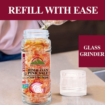 Himalayan Chef Himalayan Pink Salt with Roasted Onion & Red Crushed Pepper-Glass Grinder