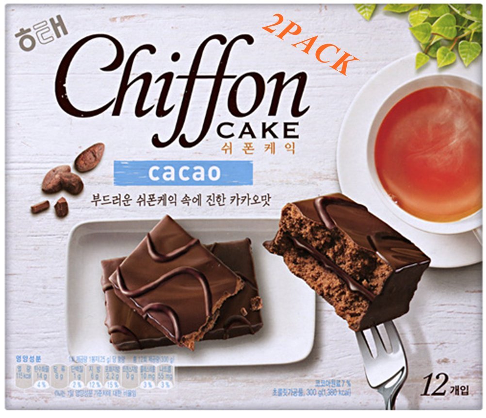 HAITAI chiffon cake cacao 300g(pack of 2) Soft chiffon cake Children nutritious snacks Party food promotion Gifts korean snack