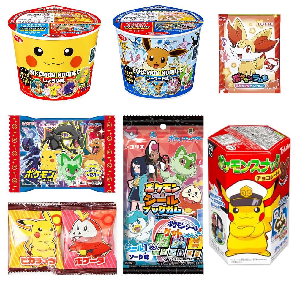 Assortment of Monster of Pokét Sweets & Snacks (Sweets, Snacks, Noodles): total 8 (set E) Ninjapo™ Japan - Mighty Depot