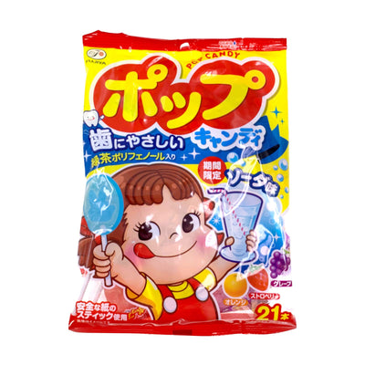 Fujiya Lollipop Assorted Fruits Candy, 123g (1 bag)