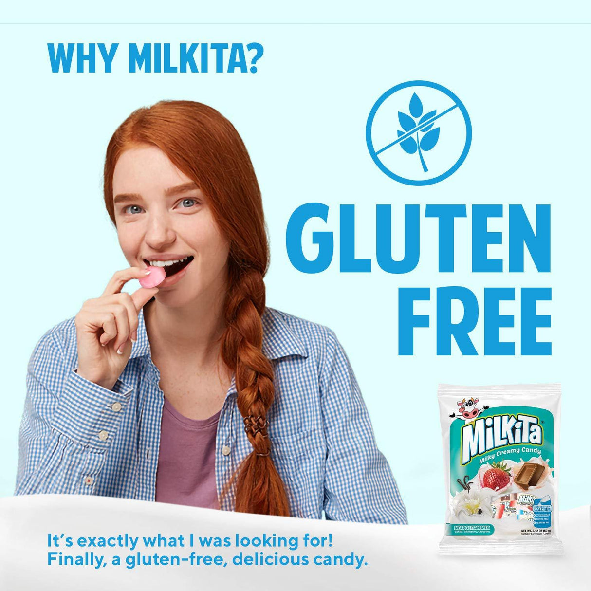 Milkita Creamy Shake Candy Bag, Gluten Free Chewy Candies with Calcium & Real Milk, Zero Trans Fat, Low-Sugar - Mighty Depot