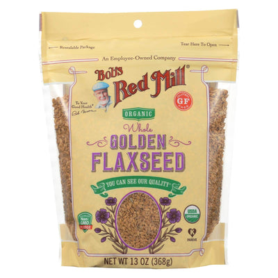 Bob's Red Mill Organic Golden Flaxseeds, Resealable Stand up Bag, 13 OZ (Pack - 6)