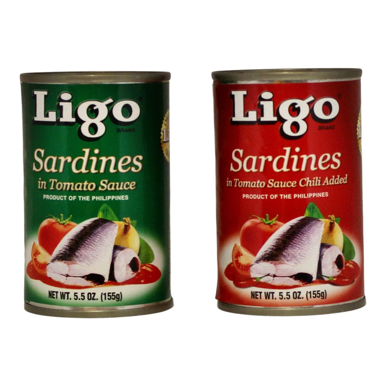 Ligo Sardine Bundle, 3 Cans Sardines in Tomato Sauce, 3 Cans Sardines in Tomato Sauce with Chili Added, [Pack of 6 Cans] - Mighty Depot