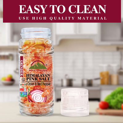 Himalayan Chef Himalayan Pink Salt with Roasted Onion & Red Crushed Pepper-Glass Grinder