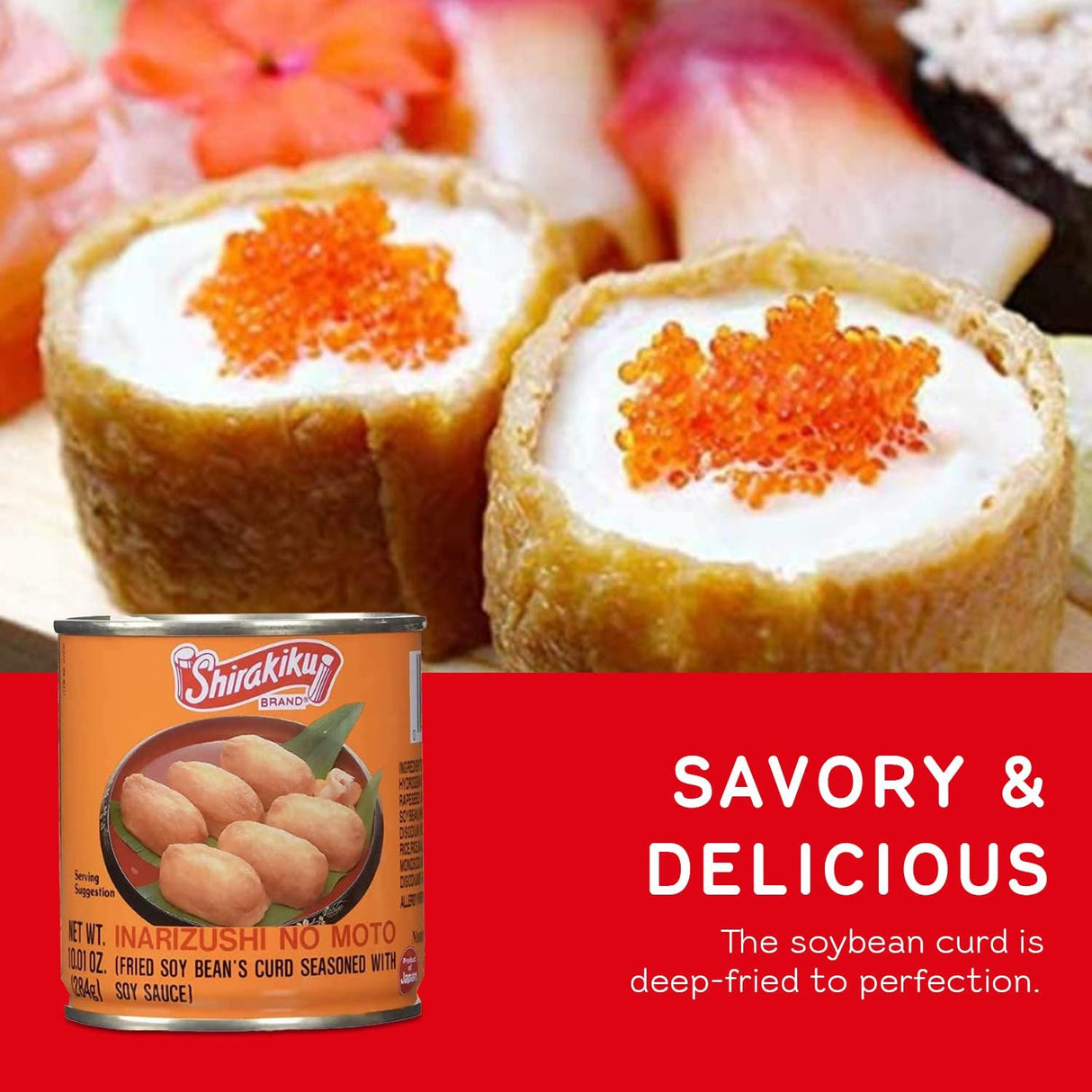 Shirakiku Inzarisushi No Moto - Japanese Seasoned Fried Soy Bean Curd - Mighty Depot