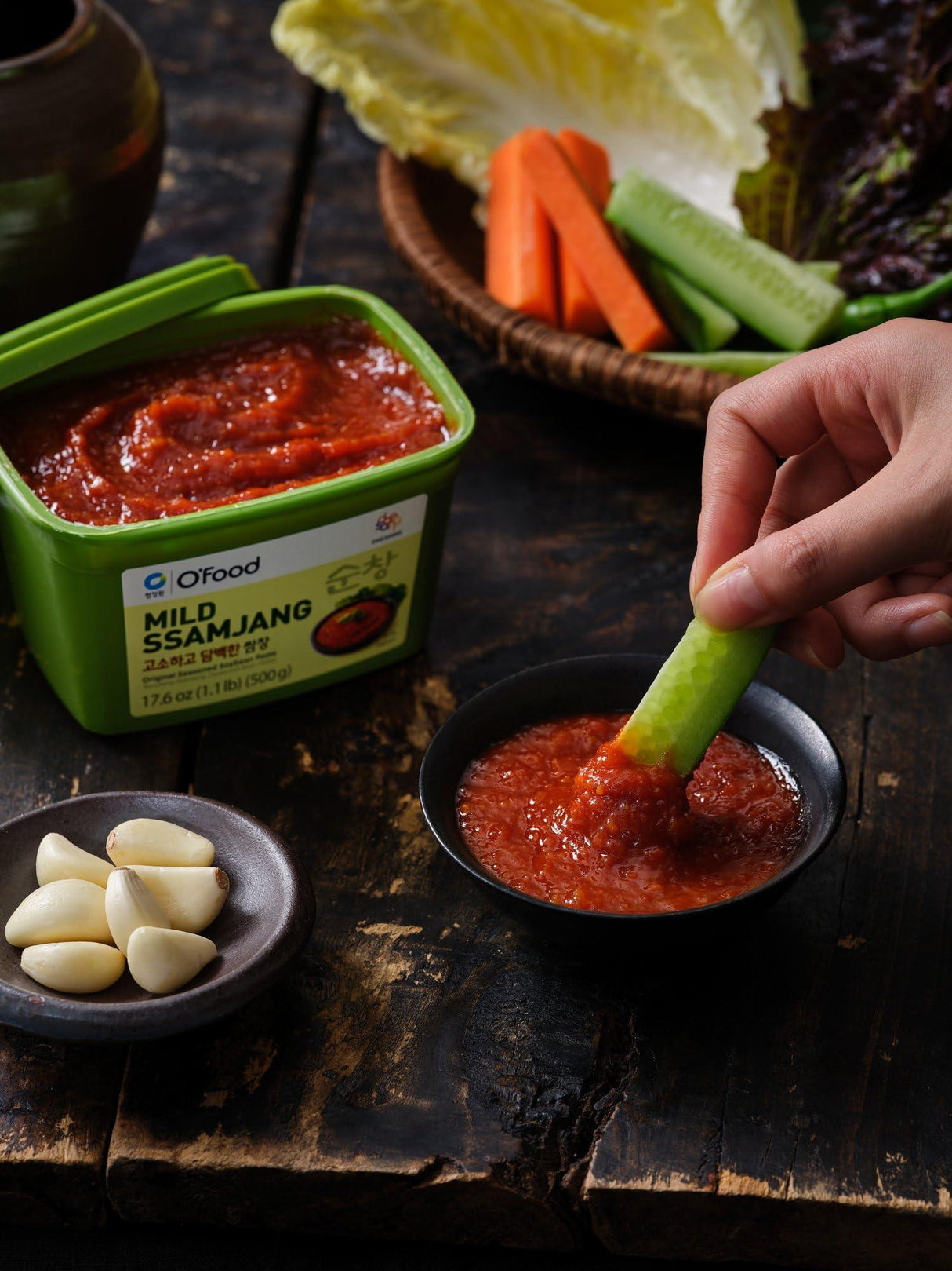 O'Food Ssamjang, Korean Seasoned Soybean Paste Sauce, Perfect for Rice, Noodles, Fresh Vegetables and Meat, Hot & Flavorful) (1.1lb, 500g) - Mighty Depot