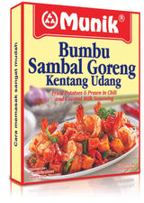 Fried Potatoes and Prawns in Chili and Coconut Milk Seasoning by Munic (Bumbu Sambal Goreng Kentang Udang) - 3 x 140 g - Mighty Depot