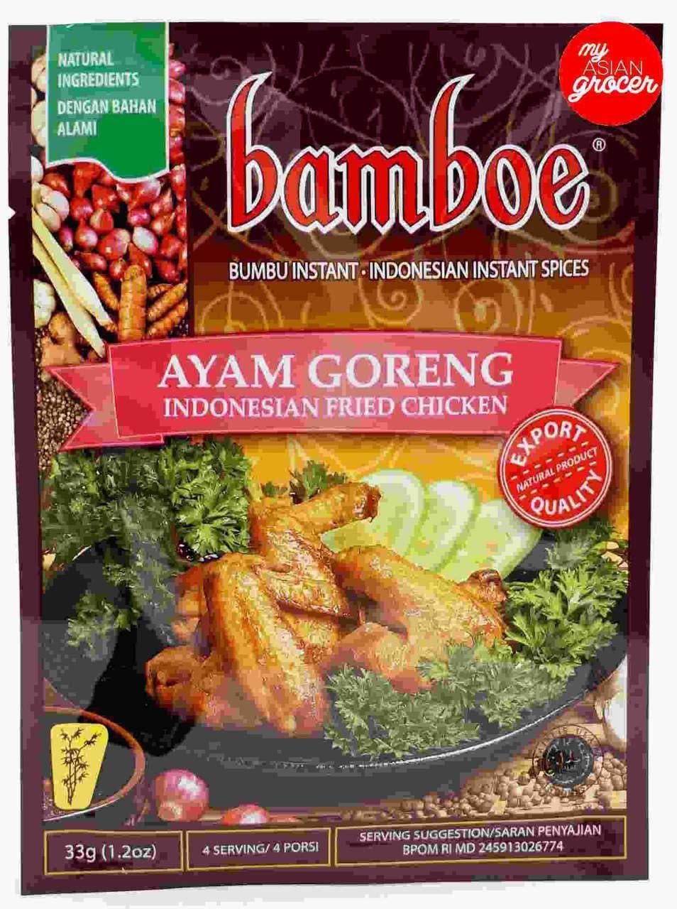 Bamboe Bumbu Ayam Goreng (Indonesian Fried Chicken), 33 Gram (Pack of 3) - Mighty Depot