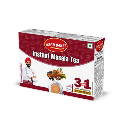 Wagh Bakri Instant Masala Tea | 3 in 1 Sugar+Milk Solids+ Tea | 10 Single Serve Sachets | 140g (4.93 Ounce)