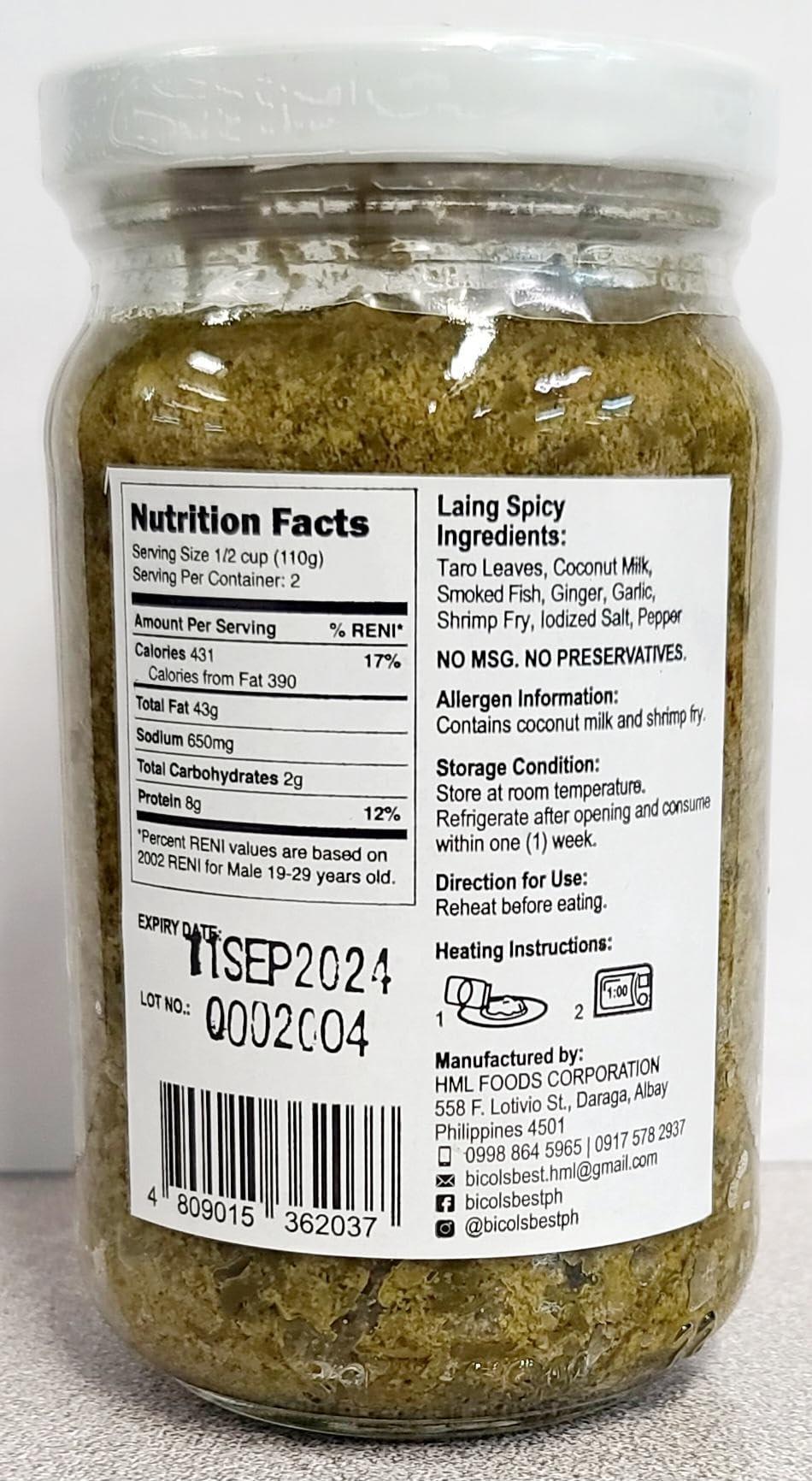 Bicol's Best Laing Spicy 8 oz- Ready to Eat (2 Bottles) - Mighty Depot