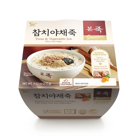 BONJUK Tuna & Vegetable Juk(Porridge) Bowl - Korean soup stew Kfood, Hearty Breakfast Oat Meal – 9.5oz(270g), bowl type - Mighty Depot