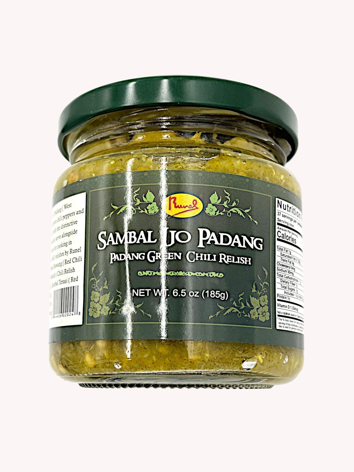 Runel Sambal Ijo Padang (Padang Green Chili Sauce) 6.5 oz (Pack of 6)