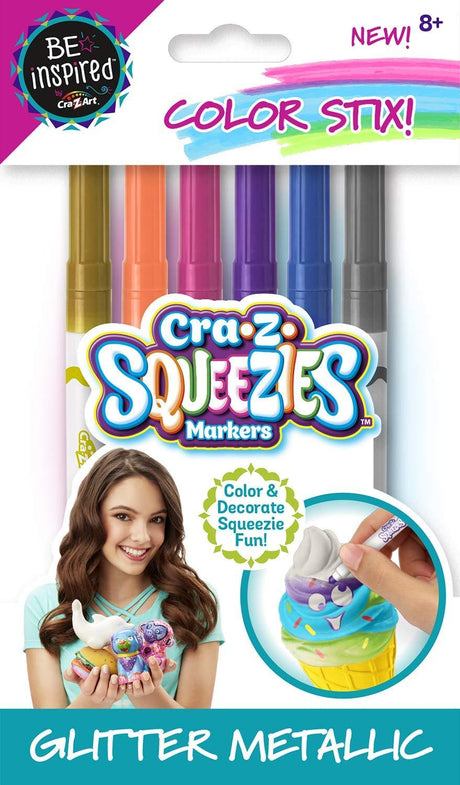 CraZart Squeezies Markers Color Stix - Glitter Metallic (5 Pack) - Mighty Depot
