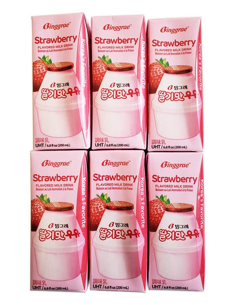 Biggrae Flavored Milk Series; Strawberry 6.8 Fl oz (6 Packs) - Mighty Depot