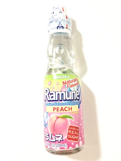 Sangaria Ramune Premium Crabonated soft drink Peach Flavor 5 PACK (6.76 fl oz each)