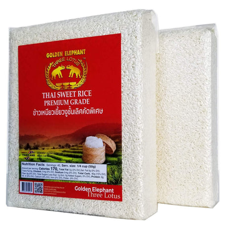 Three Lotus " Thai Sweet Rice ( Sticky Rice ) 5 lbs Premium import Grade - Mighty Depot