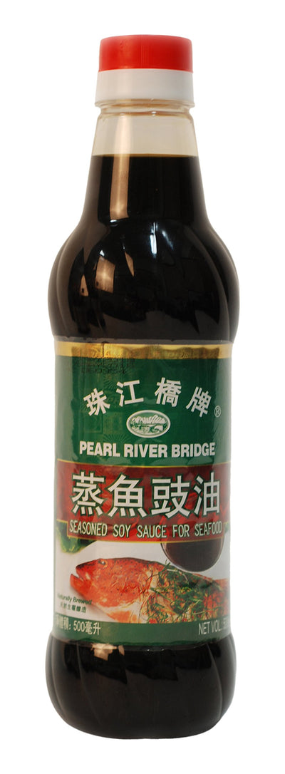 Pearl River Bridge Seasoned Soy Sauce for Seafood, Plastic Bottles, 16.9 oz.