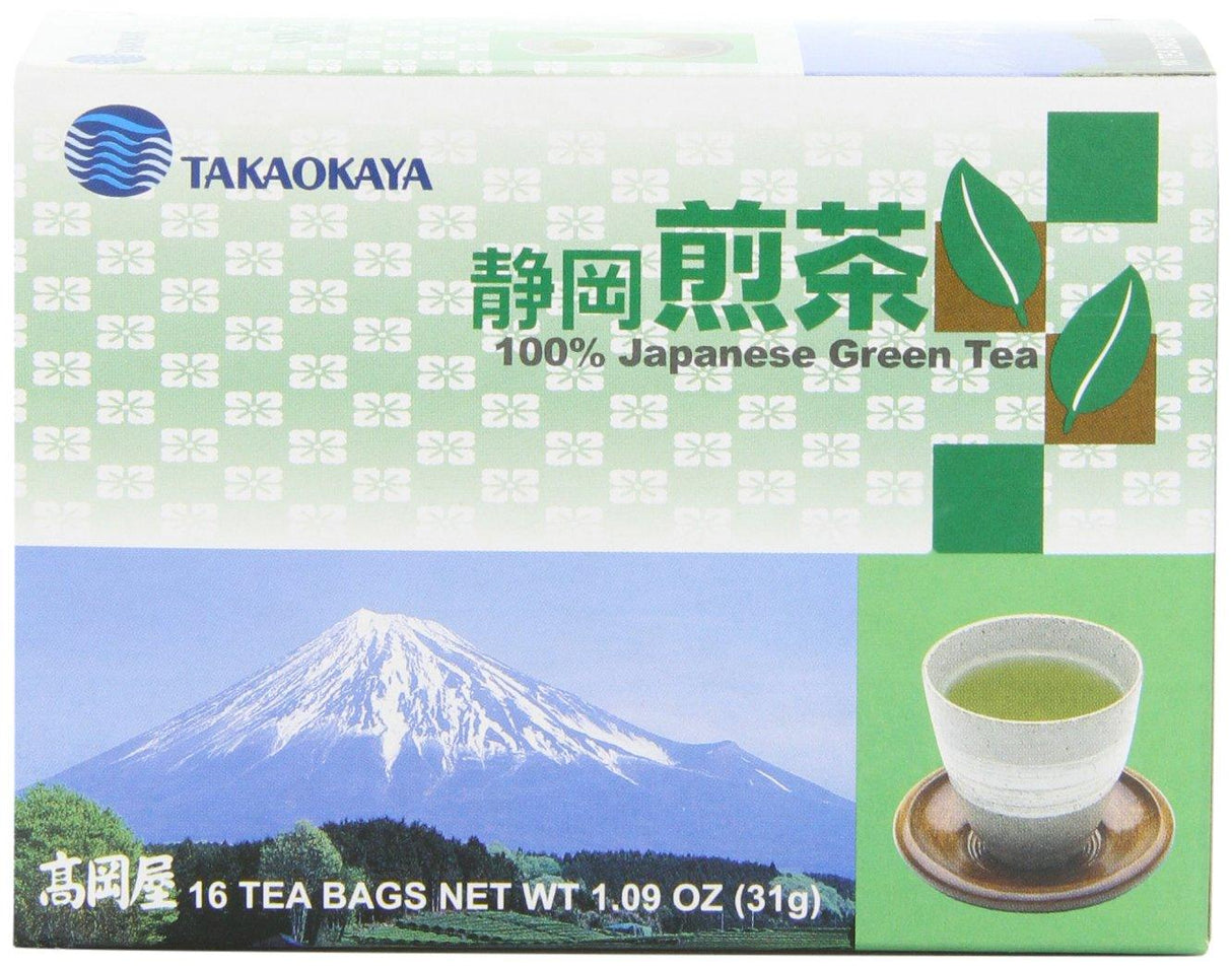 Takaokaya Tea, Sencha Green Tea, 1.09 oz, 16-Count Tea Bags (Pack of 12) - Mighty Depot