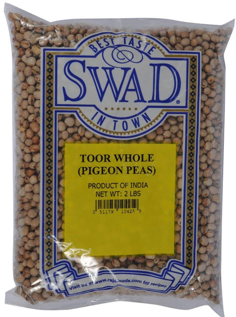 Swad Toor (Pigeon Peas) Whole, Indian Groceries - 2lb., 908g.