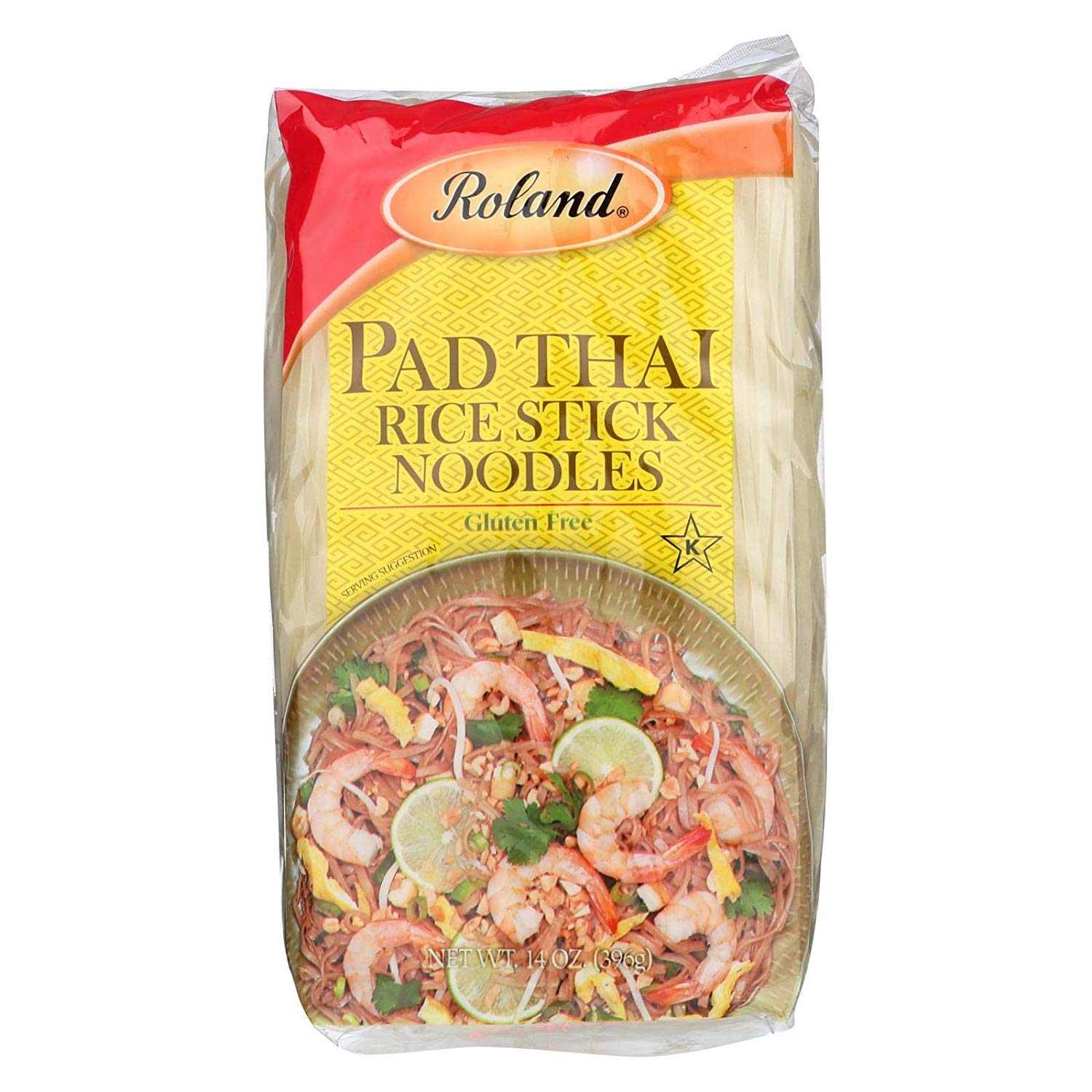 Roland Pad Thai Rice Stick Noodles Package 14 OZ (Pack of 3) by Roland