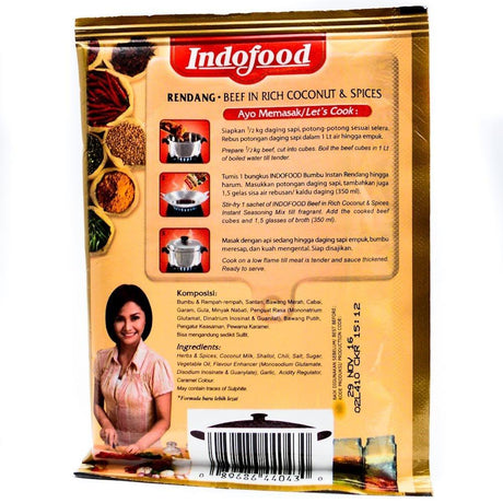Indofood Rendang - Beef in Chili & Coconut Seasoning, 50 Gram (Pack of 2) - Mighty Depot