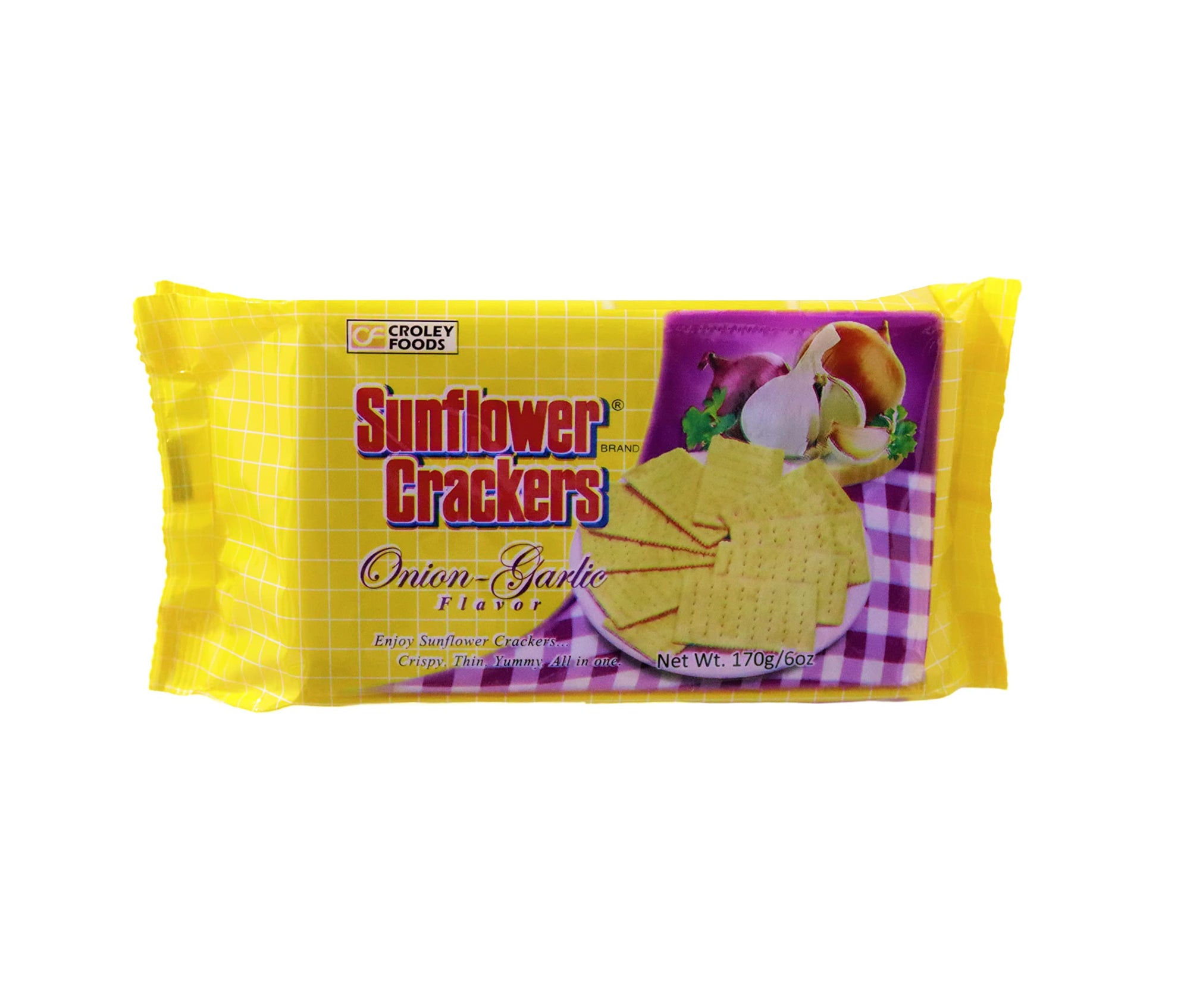 Croley Foods Sunflower Crackers, Onion-Garlic Flavor, 7-Pack, 6 oz (170g)