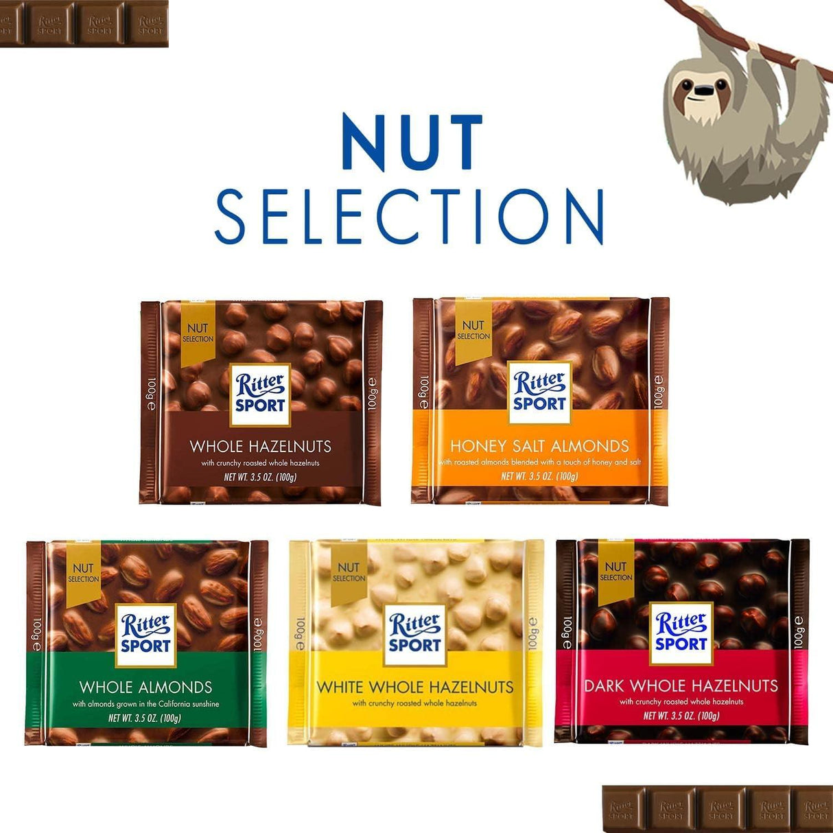 Ritter Sport White Whole Hazelnuts, 100g - Mighty Depot