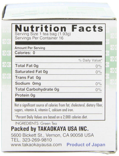 Takaokaya Tea, Sencha Green Tea, 1.09 oz, 16-Count Tea Bags (Pack of 12)