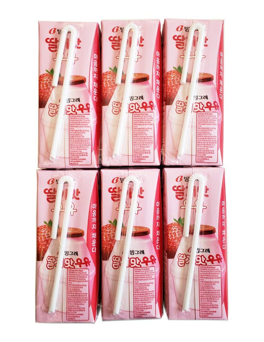 Biggrae Flavored Milk Series; Strawberry 6.8 Fl oz (6 Packs) - Mighty Depot