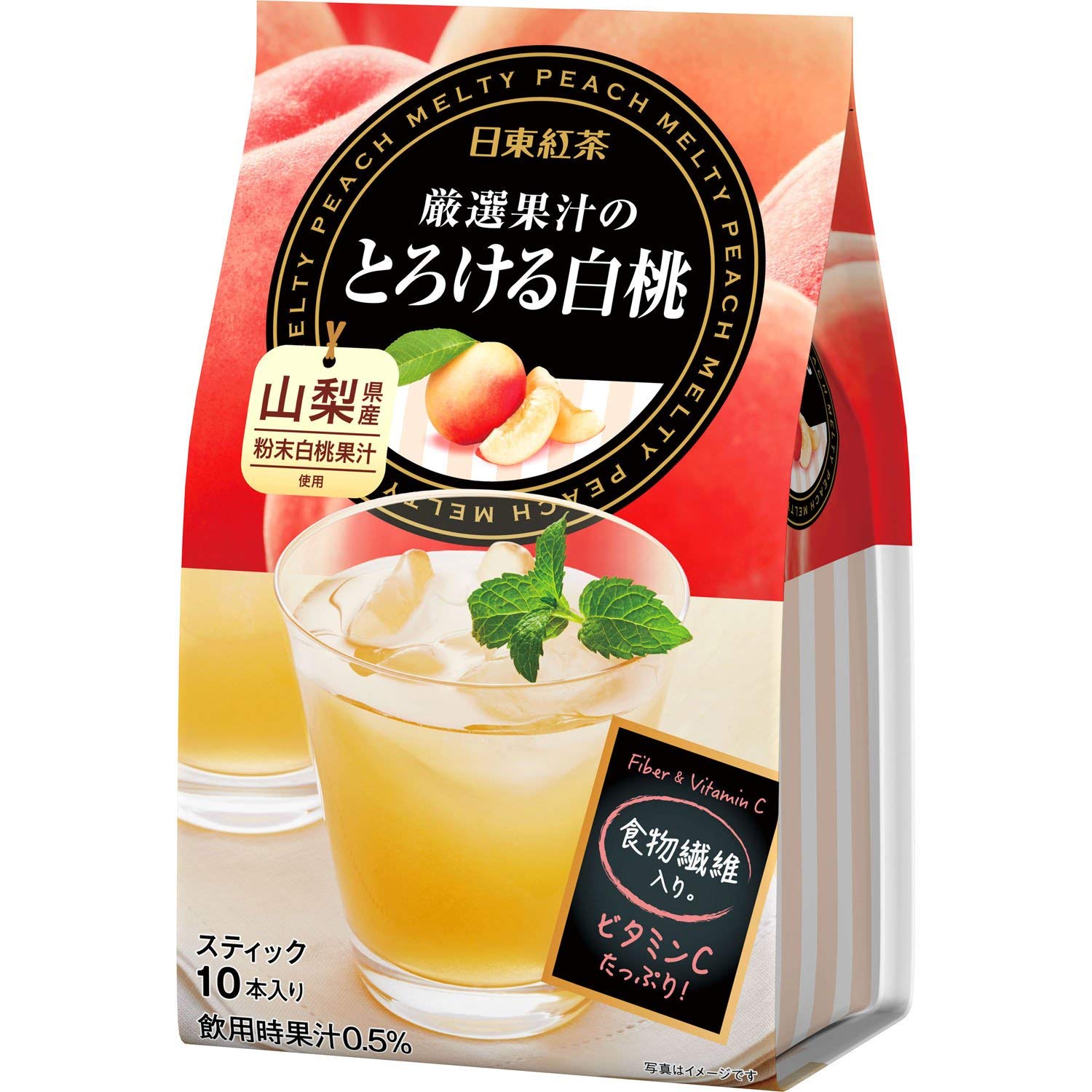 Nitto Powdered Yamanashi White Peach Fruit Juice Instant Tea 10 Piece, 6 Pack