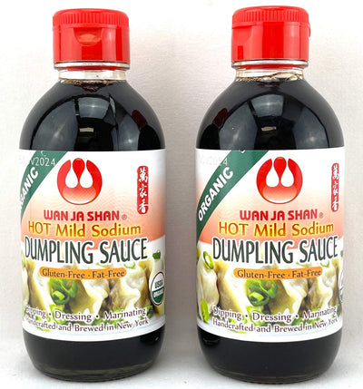 Wan Ja Shan Organic Dumpling Sauce 6.7 Oz, Pack of 2 (HOT), GLUTEN FREE, FAT FREE, MILD SODIUM Great for Dumpling Dipping-Gyoza Dipping, MADE IN USA
