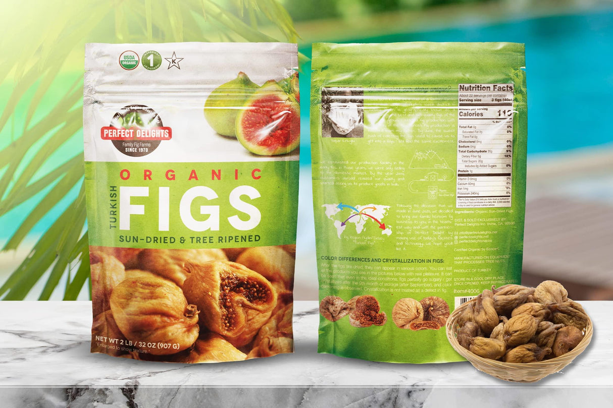 Organic Turkish Sun-Dried Figs 2lb bag - USDA Certified- Non-GMO- Unsulfured Vegan Snack - Mighty Depot