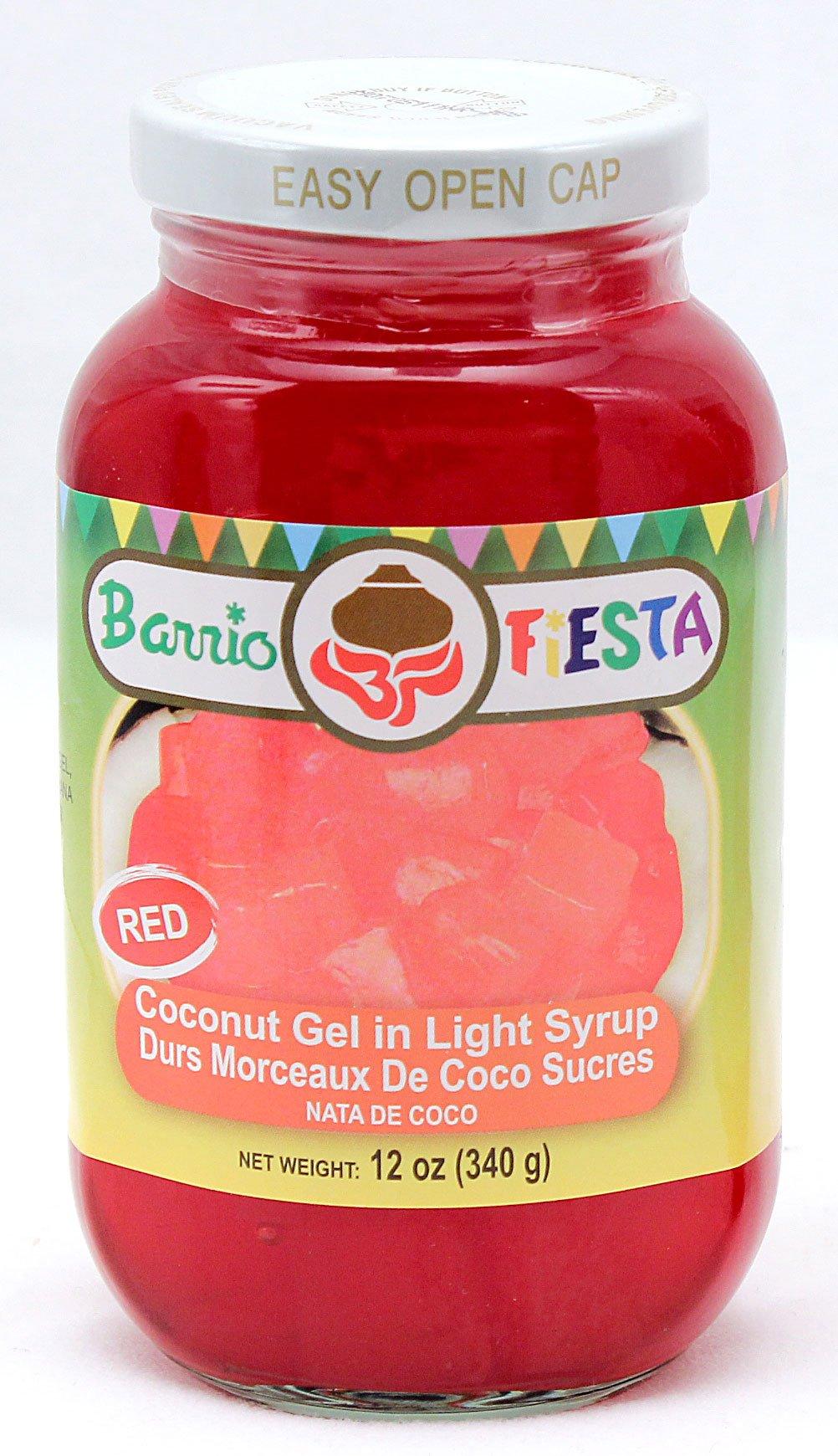 Barrio Fiesta Coconut Gel in Light Syrup Nata De Coco (Red) 340g - Mighty Depot