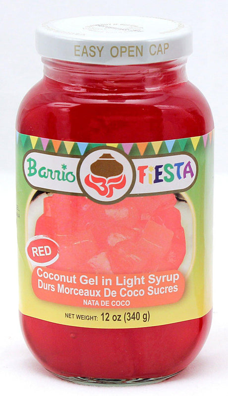 Barrio Fiesta Coconut Gel in Light Syrup Nata De Coco (Red) 340g - Mighty Depot