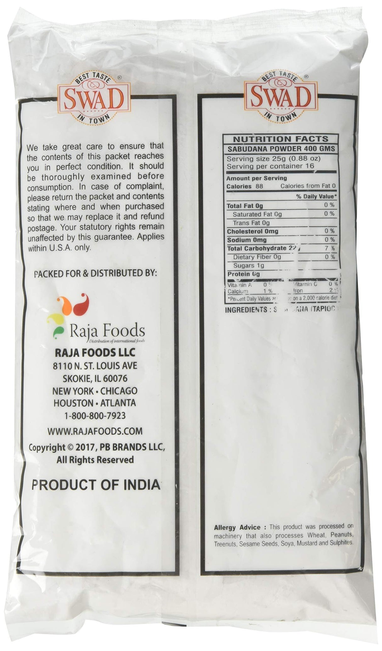 Swad Sabudana (Tapioca) Powder - 400 Grams - Mighty Depot