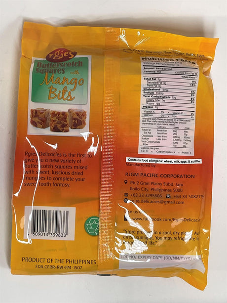 Rgies Butterscotch Squares with Mango Bits 170g (2-PACK) - Mighty Depot