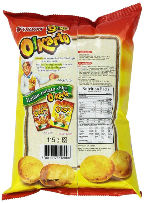 Orion O!karto Potato Chips - Italian Gratin Flavor 4.06 Oz (Pack of 2) - Mighty Depot