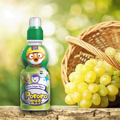 Paldo Fun & Yum Pororo Kids Flavor Drink, Pack of 8, Fruit Juice Drinks with Comfortable Push-Pull Sports Cap, Perfect Drink for Children 7.95 fl oz. x 8