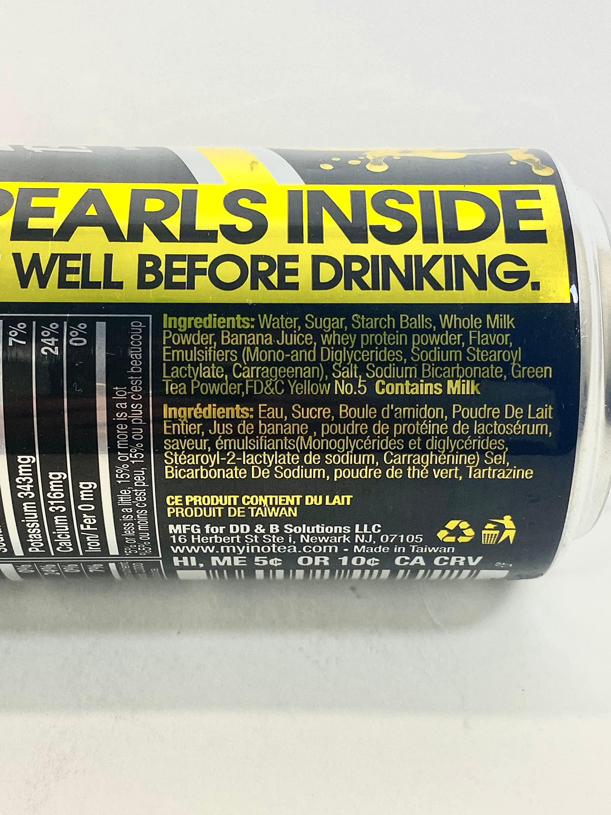 Bubble Tea Inotea Brown Sugar Bubble Tea Drink. Ready to Drink in a Can. Black Milk Tea with Boba 16.6 oz Can(Pack of 6) (banana) - Mighty Depot