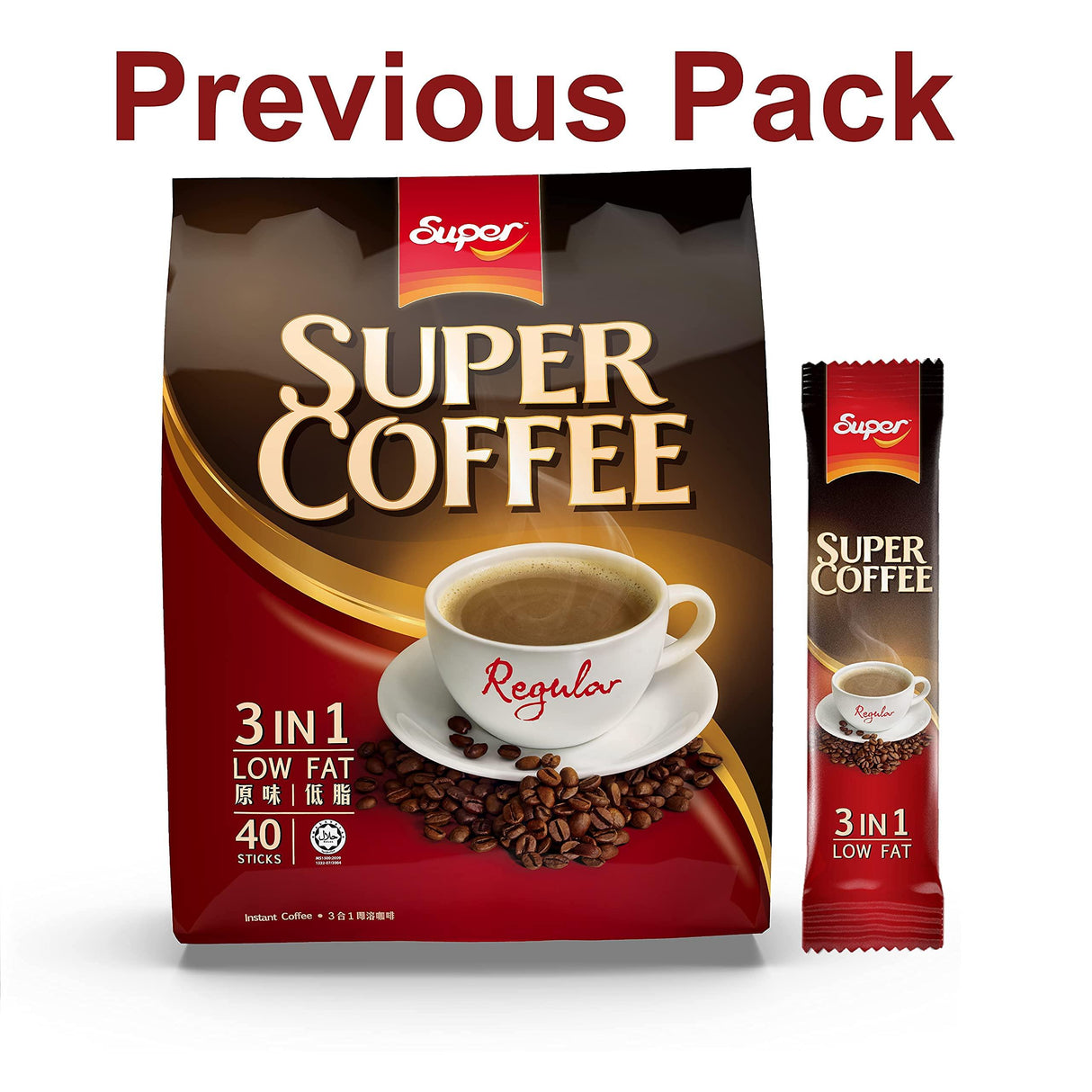 SUPER Original 3 in 1 Instant Coffee - 800g, 40 Sticks - Mighty Depot