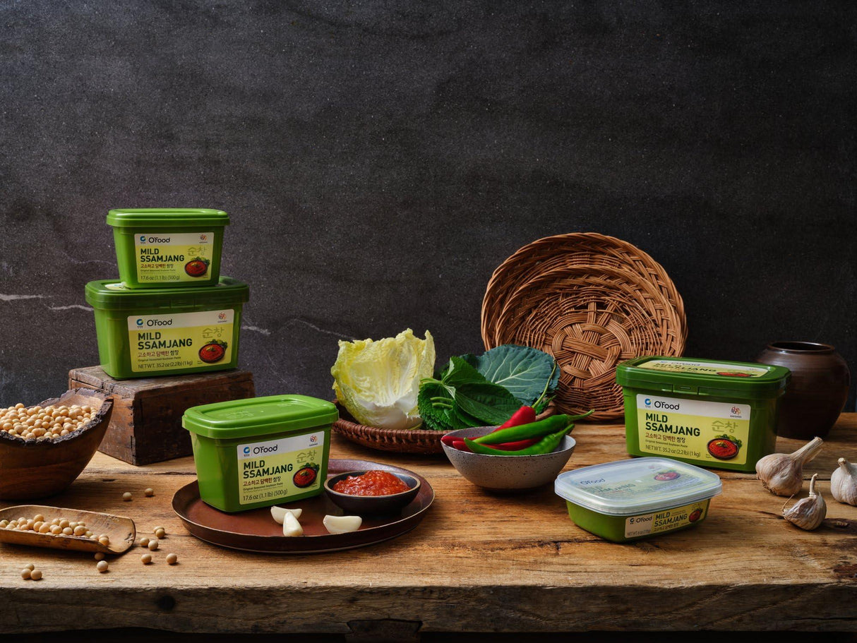 O'Food Ssamjang, Korean Seasoned Soybean Paste Sauce, Perfect for Rice, Noodles, Fresh Vegetables and Meat, Hot & Flavorful) (1.1lb, 500g) - Mighty Depot