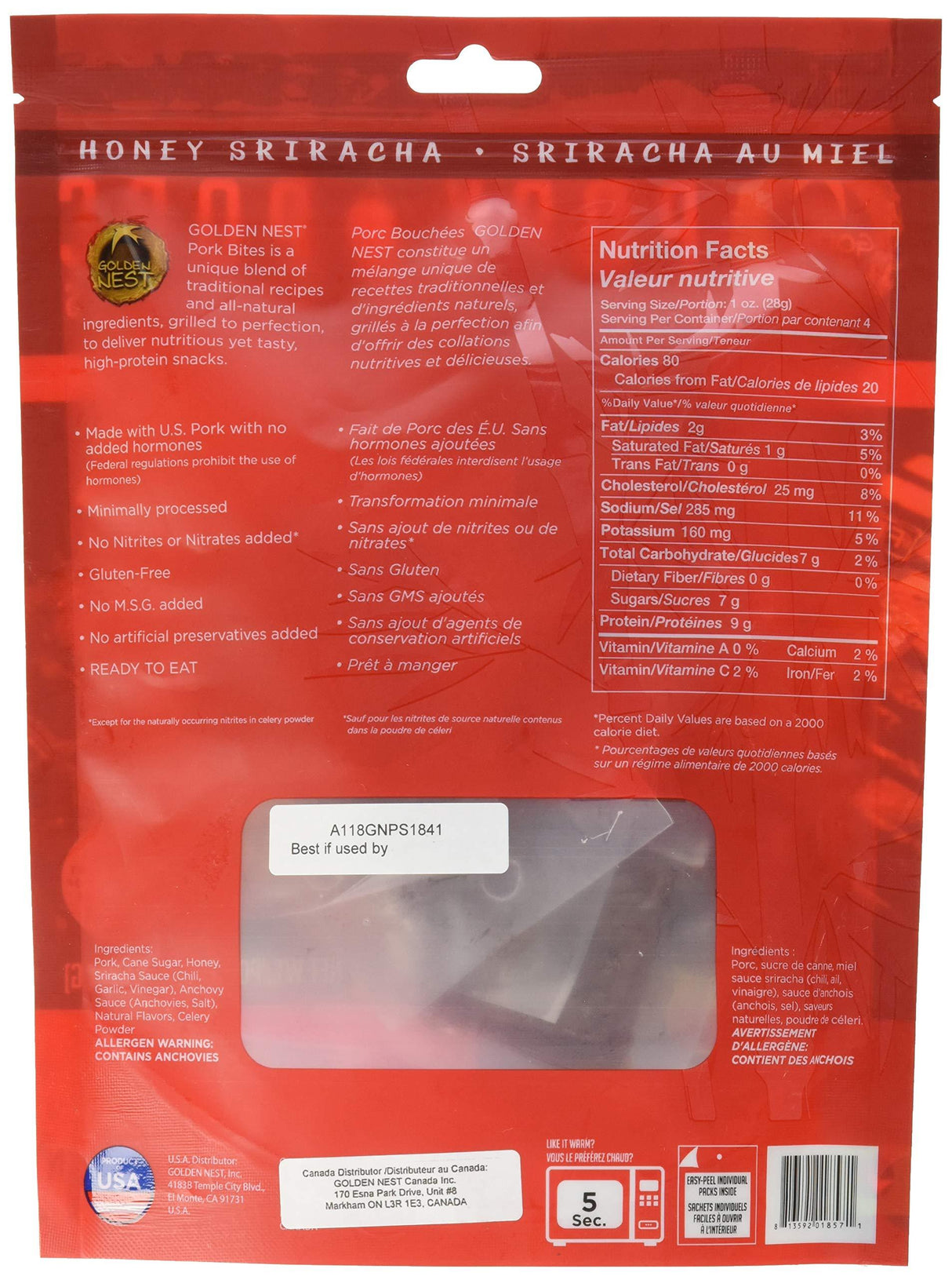 Golden Nest Pork Jerky Bites, Gluten Free, Healthy Homemade Style BBQ Meat From Gourmet USA Pork, Award Winning Premium BakKwa, 4 Ounces - Mighty Depot