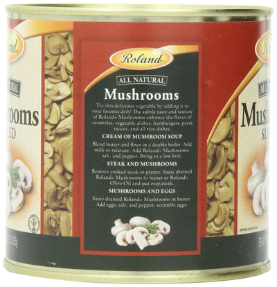 Roland Foods Canned Sliced Button Mushrooms, 16 Ounce Can, Pack of 4