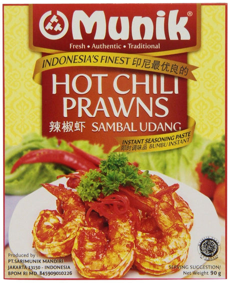 Munik Sambal Udang Hot Chili Prawns, 90-Gram - Mighty Depot