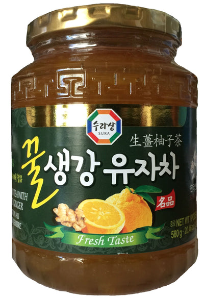 Sura Wang, Surasang Honey Yuza (Citron) Ginger Tea with Honey Ginger, 20.46 oz bottle