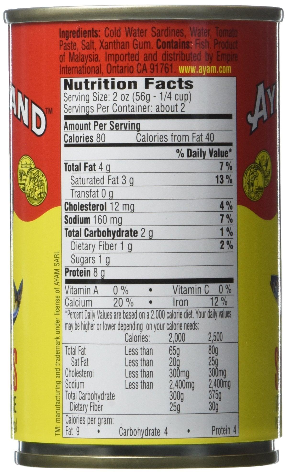 Ayam Sardines in Tomato Sauce, 5.5 Ounce - Mighty Depot